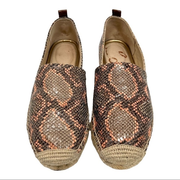 Sam Edelman Khloe Snake Print Leather Espadrille Slip On Flats - Picture 2 of 12